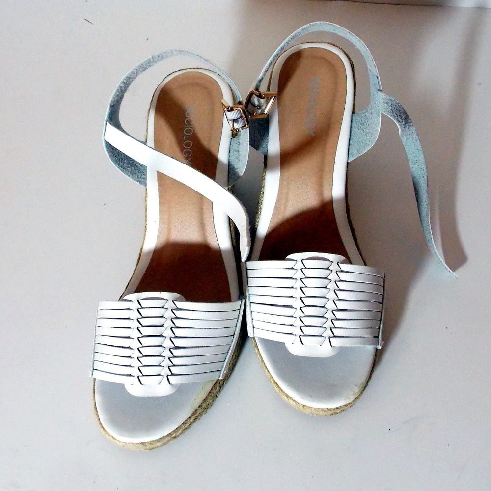 Sociology Womens Huarache Wedge- White Size 8.5